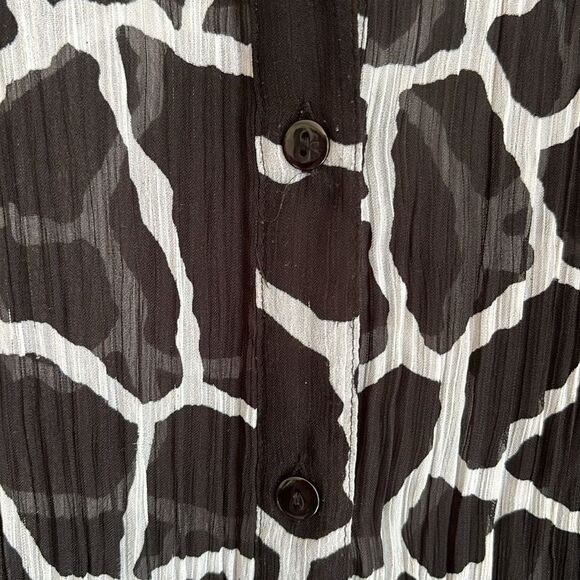 Chico’s Women’s animal print geometric 3/4 sleeve collared sheer blouse 1 small - Picture 4 of 9